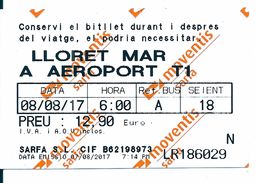 Biglietto  - LLORET MAR  A  AEROPORT  T1  -  COSTA BRAVA  -  Anno  2017. - Europe
