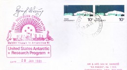 ROSS DEPENDENCY / NEW ZEALAND - 1981 ANTARCTIC EXPEDITION COVER - UNITED STATES ANTARCTIC RESEARCH - MAIDEN VOYAGE - Cartas & Documentos