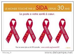 ONU Genève 2011 - SIDA - Feuillet De 4 Timbres Autoadhésifs "Le Monde Touché Par Le SIDA Depuis 30 Ans"  ** - Blokken & Velletjes