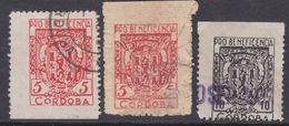 LOTE 2189 ///  (C100) GUERRA CIVIL CORDOBA 11 Y 15 (5 CTS. ROJO) VARIANTES PAPEL Y 10 CTS. NEGRO - Vignetten Van De Burgeroorlog