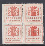 LOTE 2112 ///  (C150)  CARDEDEU (BARCELONA) BLOQ DE 4 VIÑETAS REPUBLICANAS Nº 5 CATALOGO FESOFI (LEYENDA 24 M/M.) **MNH - Republikanische Ausgaben