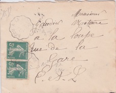 1911  - Enveloppe Seule - Cachet BROU A LA LOUPE  17 + Timbre PAIRE SEMEUSE  5 C VERT  N 137 - 1906-38 Sower - Cameo