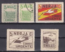 LOTE 2189  ///  (C100)  5 VIÑETAS NERJA (MALAGA) Nº 1-2-4-5-7 CATALOGO FESOFI/SOFIMA - Spanish Civil War Labels