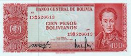 BOLIVIA 100 PESOS BOLIVIANOS BANKNOTE 1962 PICK NO.163 UNCIRCULATED UNC - Bolivië