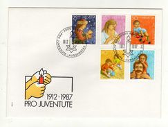 Enveloppe Pro Juventute 1er Jour HELVETIA SUISSE Oblitération 3000 BERN BERNE 19/12/1987 - Storia Postale