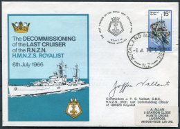 New Zealand Auckland Navel Base Cover. HMNZS ROYALIST Ship. SIGNED Commodore Vallant - Brieven En Documenten