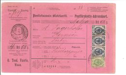 Finland.Postförskottadreskort  Nikolaistad>Förby 1907. 0,65M STRIP - Cartas & Documentos