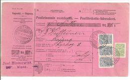 Finland.Postförskottadreskort  Nikolaistad>Kajaani 1912. 0,65M STRIP - Cartas & Documentos