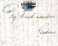 LV170 - LOMBARDO VENETO- Lettera Del 2 Febbraio 1852? Da Venezia A Viadana Con 45 Cent . Azzurro. FAMIGLIA STORICA- - Lombardo-Vénétie