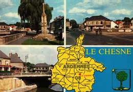 Carte Postale   (08)     LE CHESNE    - Multivues Avec Petite Carte Géographique - Le Chesne