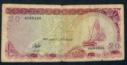 MALDIVES P12a 20 RUFIYAA 1983 #A    FINE - Maldivas