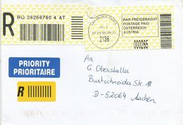 Österreich Austria 2005 Laa An Der Thaya ID:2 Barcoded EMA Postage Paid Registered Cover - Macchine Per Obliterare (EMA)