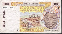 W.A.S. SENEGAL P711Kl 1000 FRANCS  (20)02  VF Folds N0 P.h. ! - États D'Afrique De L'Ouest