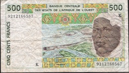 W.A.S. SENEGAL P710Kb 500 FRANCS  (19)92  VF Folds 3 P.h. ! - États D'Afrique De L'Ouest