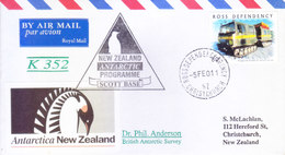 ROSS DEPENDENCY / NEW ZEALAND - 2001 ANTARCTIC EXPEDITION COVER, SCOTT BASE, LETTER CARRIED THROUGH BRITISH POST OFFICE - Brieven En Documenten