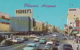 Phoenix Arizona,  Auto Animated Street Scene Business District, C1950s Vintage Postcard - Phönix