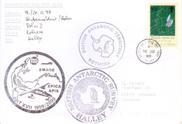 BRITISH ANTARCTIC TERRITORY - EXPEDITION COVER 1999, SPECIAL CANCELLATIONS, HALLEY, WITH EXPEDITION INFORMATIONS - Lettres & Documents