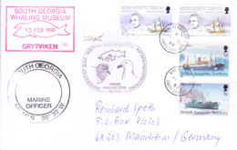 BRITISH ANTARCTIC TERRITORY - EXPEDITION COVER 1999, SPECIAL CANCELLATIONS, HALLEY, SOUTH GEORGIA WHALING MUSEUM - Storia Postale