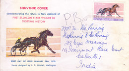 NEW ZEALAND 1970 SOUVENIR COVER - RETURN TO NEW ZEALAND OF FIRST $10 00 000 STAKE WINNER IN TROTTING HISTORY, USED - Brieven En Documenten