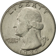 Monnaie, États-Unis, Washington Quarter, Quarter, 1981, U.S. Mint, Denver, TTB - 1932-1998: Washington