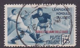 Italy-Colonies And Territories-Aegean General Issue-Rodi S78 1934 Football World Championship Lire 1,25 Blue Gray Used - Emissions Générales