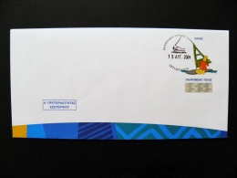 Cover Greece Olympic Games Athens 2004 Special Cancel Hologram Port Paye Sailing - Ganzsachen