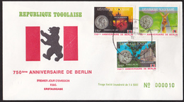 Togo - Mi.Nr. 2024 - 2026 - Ersttagsbrief FDC - 750 Jahre Berlin - Togo (1960-...)