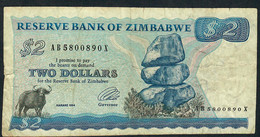ZIMBABWE P1d 2 DOLLARS 1994 #AB/X  Signature 3 TYPE B FINE NO P.h. ! - Zimbabwe