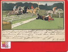 CPA Illustrateur  Harry ELIOTT Sport équitation Saut Obstacle Course Chevaux Haie Chute - Elliot