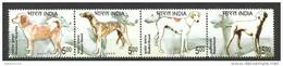 INDIA, 2005, Breeds Of Dogs, Set 4 V, Setenant Strip,  Dog, Animal,  MNH,(**) - Nuevos