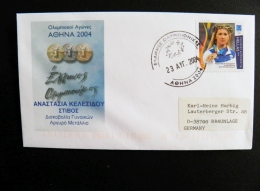 Cover Greece Olympic Games Athens 2004 To Germany Special Cancel Medal Winner - Cartas & Documentos