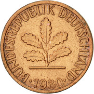 Monnaie, République Fédérale Allemande, Pfennig, 1980, Hambourg, TTB+, Copper - 1 Pfennig