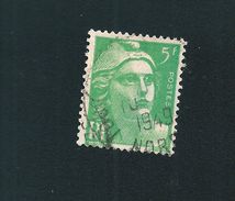 N° 719 Marianne De Gandon  5 Frs Vert  Timbre France Oblitéré 1945/47 Variété Tache Blanche Dans L'œil - Usati