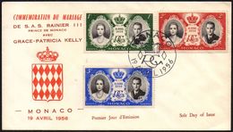 MONACO 1956 - COMMEMORATION DU MARIAGE DE RAINIER III AVEC GRACE KELLY - FDC - Cartas & Documentos