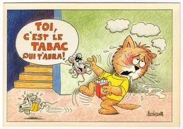 CPM  HUMOUR BARBEROUSSE  CHAT ET SOURIS     TOI C EST LE TABAC QUI T AURA - Barberousse