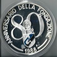 ITALIA 1988 - INTER Calcio 80° FC INTERNAZIONALE FDC PROOF  Argento / Argent / Silver  986 / 1000 - Confezione Originale - Professionnels/De Société