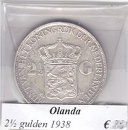 PAESI BASSI   2 1/2  GULDEN   ANNO 1938  COME DA FOTO - 25 Centavos