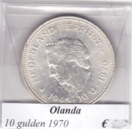 PAESI BASSI   10  GULDEN   ANNO 1970  COME DA FOTO - 25 Centavos