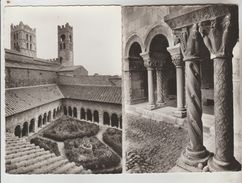 2 CPSM ELNE (Pyrénées Orientales) - Le Cloître Et Les Clochers, Intérieur Cloître : Colonnades - Elne