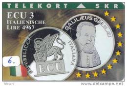 Denmark ECU ITALIA (6) PIECES ET MONNAIES MONNAIE COINS MONEY PRIVE 2500 EX GALILEI - Briefmarken & Münzen