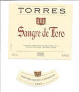 Etiquette VIN D'ESPAGNE - Sangre De Toro " Torres " 1997 - Tori