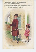 ENFANTS - Jolie Carte Fantaisie Fillette Et Gentleman "Au Revoir, Margot, Sois Une Bonne Fille..." Signée DONALD MC GILL - Mc Gill, Donald