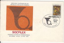 SOCFILEX PHIILATELIC EXHIBITION, PAINTING STAMP, SPECIAL COVER, 1979, ROMANIA - Briefe U. Dokumente