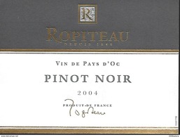 ETIQUETTE DE VIN VIN DU PAYS D OC PINOT NOIR 2004 - Vin De Pays D'Oc