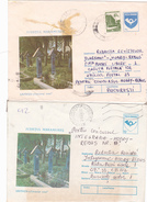 BV6929 ERROR,SHIFT IMAGE,diff.color RARE COVERS STATIONERY X2,CEMETERY SAPANTA,PRINTED POSTAGE 10L AND 15L,1992 ROMANIA. - Variétés Et Curiosités