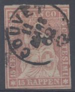 Suisse : N° 28a Oblitéré Année 1854 - Used Stamps