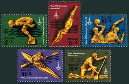 USSR Russia 1978 Moscow Olympic Games 1980 Water Sports Polo Olympics Canoe Swimming Diving Stamps Michel 4707-4711 - Plongée
