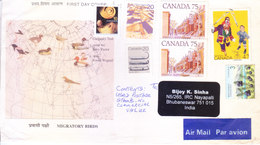 CANADA AIR MAIL COVER POSTED FOR INDIA - USE SEVERAL DIFFERENT COMMEMORATIVE STAMPS ON BLANK INDIAN FIRST DAY COVER - 1953-.... Regering Van Elizabeth II