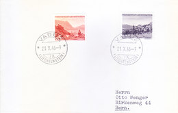 LIECHTENSTEIN - 21-10-1946 FIRST DAY COVER ISSUED FROM VADUZ - 2v SET OF COMMEMORATIVE STAMPS, VIEW OF VILLEGE - Briefe U. Dokumente