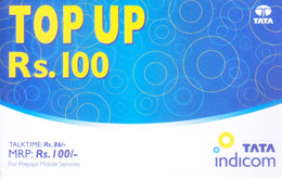 MOBILE / TELEPHONE CARD, INDIA - TATA INDICOM PREPAID MOBILE CARD RS. 100 TOP UP - Other & Unclassified